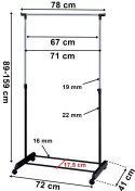 Wieszak stojący na kółkach na ubrania Ida pojedynczy