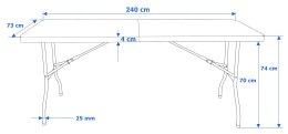 Stół cateringowy IMPRO składany w walizkę 240 cm czarny