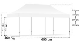 Pawilon handlowy ekspresowy - 3x6 m - 3 ściany - biały